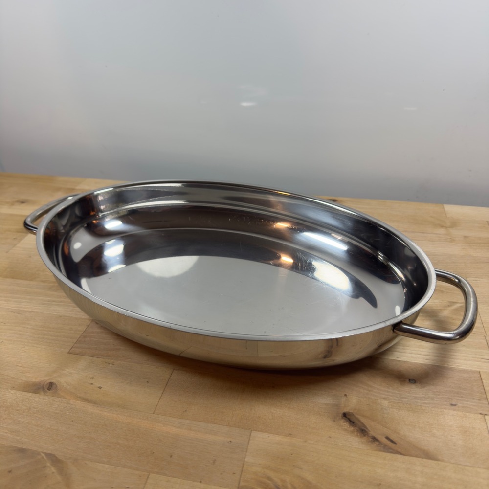 Revere 18/10 Stainless Steel Oval Roaster Pan 10x15 Inch Dual Handles 99 j Korea